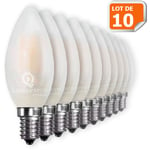 Lot de 10 Ampoules LED E14 Opaque Filament 4W eq 40W 400lm Blanc Chaud