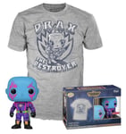 Funko Pop! Tee (Adult): Marvel Guardians of the Galaxy - Drax (Blacklight) (Special Edition) Vinyl Figure and T-Shirt (L)