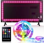 Ruban Led Tv 4.4m (2*0.8m And 2*1.4m), Usb Bande Lumineuse Led 8 Couleurs 8 Modes Avec Télécommande Pour 65-75 Inch Tele, Autocollant Strip Light Rgb Led Pour Chambre, Meubles, Fête, Noël