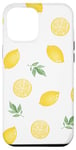 Coque pour iPhone 15 Pro Max Jaune Citrons Fond Blanc Printemps Été