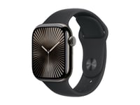 Apple Watch Series 10 (Gps + Cellular) - 42 Mm - Skiffer Titan - Smart Klocka Med Sportband - Fluoroelastomer - Svart - Bandstorlek: S/M - 64 Gb - Lte, Wi-Fi 4, Uwb, Bluetooth - 4G - 34.4 G