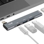 LinQ 4-in-1 USB C Hub with USB C 60W Charger and 3 USB 3.0 and 2.0 Ports, Silver