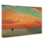 Big Box Art Sunrise Over The Eastern Sea by Fujishima Takeji Painting Canvas Wall Art Framed Picture Print, 30 x 20 Inch (76 x 50 cm), Orange, Red, Green