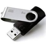 "goodram usb-muistitikku, usb 2.0, 8 gb, uts2, musta, uts2-0080k0r11, usb a, kierrekorkki