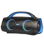 DOSS Extreme Boom+ Bluetooth Speaker, Loud Speaker with 100W Stereo Sound, Rich Bass, 20H Playtime, Power Bank, Mixed Color Light, IPX6 Waterproof Outdoor Speaker for Camping, Beach, Garden-Blue