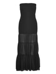 ROTATE Birger Christensen Chiffon Strapless Dress Svart