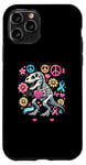 Coque pour iPhone 11 Pro Peace Love Cure T-Rex Dinosaure Sensibilisation au cancer du sein