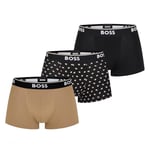 BOSS Mens 3 Pack Power Boxer Shorts AOP/Brown/Black L