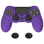 playvital Guardian Edition Purple Ergonomic Soft Anti-Slip Controller Silicone Case Cover for ps4, Rubber Protector with Black Joystick Caps for ps4 Slim/for ps4 Pro Controller