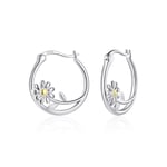 Sterling Silver Daisy Hoop Earrings