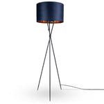 Suspension Lampadaire Trépied Salon Abat-Jour Velours Monochrome E27 Lampadaire - Noir, Bleu Or ((Ø45,5 cm) - Paco Home