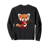 Adorable Red Panda Holding Bamboo Cute Art Sweatshirt