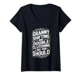 Womens Granny Shifting Muscle Car Furious V-Neck T-Shirt