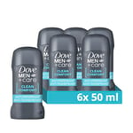 Dove Men+Care Clean Comfort Anti-perspirant Stick deodorant with ¼ moisturiser technology for 48-hour sweat and odour protection 6x 50 ml