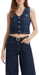 Levi's Women's Bella Denim Corset Button Down Shirt, Dark Side Scrape, XL