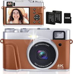 Appareil Photo Numérique 4K 48MP Autofocus Carte 32G Viseur Optique Appareil Photo Compact Zoom 16X Facile à Utiliser Flash Stabilisation Image Leger 2 Batteries Débutant