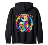 Funny Cat Tie Dye Peace Sign Hand Funny Boys Kids Girls Zip Hoodie