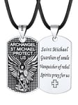 FaithHeart Saint Michael Necklace, Sterling Silver St Michael Dog Tag Pendant with Bible, Protective Amulet Necklaces