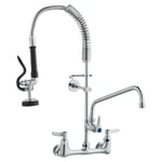 VEVOR Robinet de Cuisine Commercial avec Pulvérisateur de Pré-rinçage, Mitigeur avec Douchette Extractible, 630 mm de Haut, Entraxe 203 mm, Bec Pivotant 305 mm, Mural pour Évier 1/2/3 Compartiments