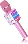 Magic Sing Karaoké Microphone Bluetooth Karaoké Enfants 4 en 1 Microphone Sing Microphone, Microphone Sans Fil Bluetooth Karaoké pour la Maison de Fête, compatible avec iOS/Android (Rose Clair)