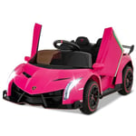 FANTASK Lamborghini - Voiture électrique pour Enfants à partir de 3 Ans - avec télécommande 2,4 G, Phare LED, klaxon et Musique - 3 à 6 km/h - Rose