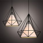 Lustre Suspension Filaire Industriel forme Diamant Luminaire - ø 25 cm - Noir