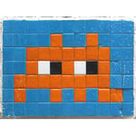 Wee Blue Coo Pixel Monster Space Vader Orange Tiles Wall Art Print Mur Décor 30 x 41 cm