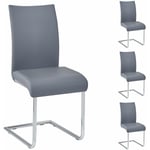 Idimex - Lot de 4 chaises de salle à manger aladino piètement chromé revêtement synthétique gris - Gris