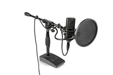 Rode NT-USB Microphone cardioïde à condensateur avec trépied de table et  protection anti-pop + pied de microphone Keepdrum MS106BK avec perche