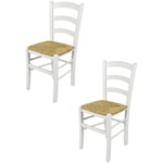 T M C S - Tommychairs - Set 2 chaises venezia pour cuisine, bar et salle à manger, robuste structure en bois de hêtre laqué en couleur blanc et