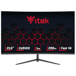 iTek Moniteur GGC - 23.6", écran incurvé R1500, résolution FHD 1920x1080, Panneau Rapide VA, 200Hz, 16:9, 1ms, HDMI, DP, synchronisation adaptative