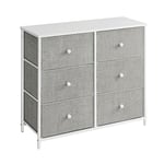 SONGMICS Commode, Meuble de Rangement avec 6 Tiroirs en Tissu, Meuble à Tiroirs avec Cadre Métallique, Plateau, pour Chambre, Dressing, Gris Tourterelle et Blanc Crème LTS323L10