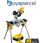 Dewalt DCS365P2 18v Cordless XPS 184mm Mitre Saw, 2 x 5.0ah + DE7033 Leg Stand