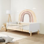 Cadre de lit en bois 90x200 enfant bebe blanc sommier à lattes pin Homestyle4u