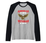 American By Birth Veteran By Choice US Flag Patriotic Raglan Baseball Tee