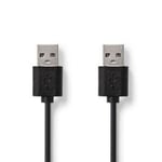 NEDIS USB-kabel   USB 2.0   USB-A han plugg   USB-A han   480 Mbps   Nikkelbelagt   1,00 m   Runde   PVC   Svart   Tag