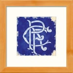 L Lumartos Glasgow Rangers FC Badge on Blue Background Contemporary Home Decor Wall Art Watercolour Print, Pine, 14 x 14 Inches