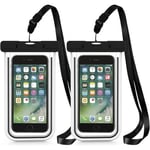 Lot de 2 Pochette Etanche pour iPhone 11 Pro Max XS X XR 8 Plus 7 Plus 6s Plus - Sac Natation Waterproof Noir - E.F.Connection