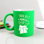 eBuyGB Personalised Coffee Mug, Neon Green Baby Yoda Mug, 310ml Star Wars Themed Tea Cup, Funny Gifts for Aunt, Aunty, Funny Gifts from Niece & Nephew (Yoda Best Auntie)