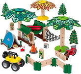 Preschoolers can design their own camping ground with this Wonder Makers building and track set featuring more than 60 play pieces!, GFJ10