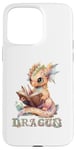 Coque pour iPhone 15 Pro Max Bébé dragon mignon à lire | Fantasy | Jeu de rôle | Dragon