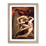 William Adolphe Bouguereau Dante And Virgil In Hell Classic Painting Framed Wall Art Print, Ready to Hang Picture for Living Room Bedroom Home Office Décor, Oak A4 (34 x 25 cm)