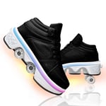 JYHGX Chaussures à roulettes Homme Reglables Déformation Patins a roulettes Baskets Clignotantes Chaussures Rechargeables USB pour Sports De Plein Air