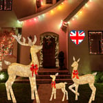 3Pcs Outdoor Light Up Reindeer Christmas Decoration LED Stag Doe Garden Decor UK