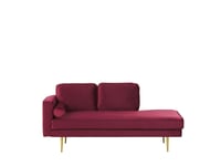 Chaise Longue En Velours Rouge Foncé Côté Gauche Miramas