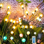 LiyuanQ Solar Firefly Lights Outdoor Waterproof, 4 Pack 64 LED Solar/USB Powered Firefly Garden Lights, Christmas Lights 8 Lighting Modes with Remote Control for Patio Yard Decorative Multicolour