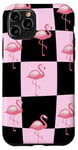 Coque pour iPhone 11 Pro Cute Pink Flamingo Checker Pink and Black Checkered Flamingo