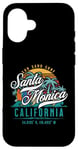 Coque pour iPhone 16 Rétro Santa Monica Californie Soleil Sable Surf Plage Palmiers