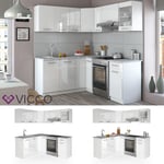 Vicco Cuisine intégrée Bloc de cuisine Cuisine complète 167x187 blanc brillance