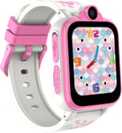 Montre Connectée Appel Enfant, Avec Caméra Sos, Musique,Carte Sd Intégrée,Sim 2g,18 Jeux De Puzzle, Alarme Pour Garçons Filles 3-12 Ans (Rose)